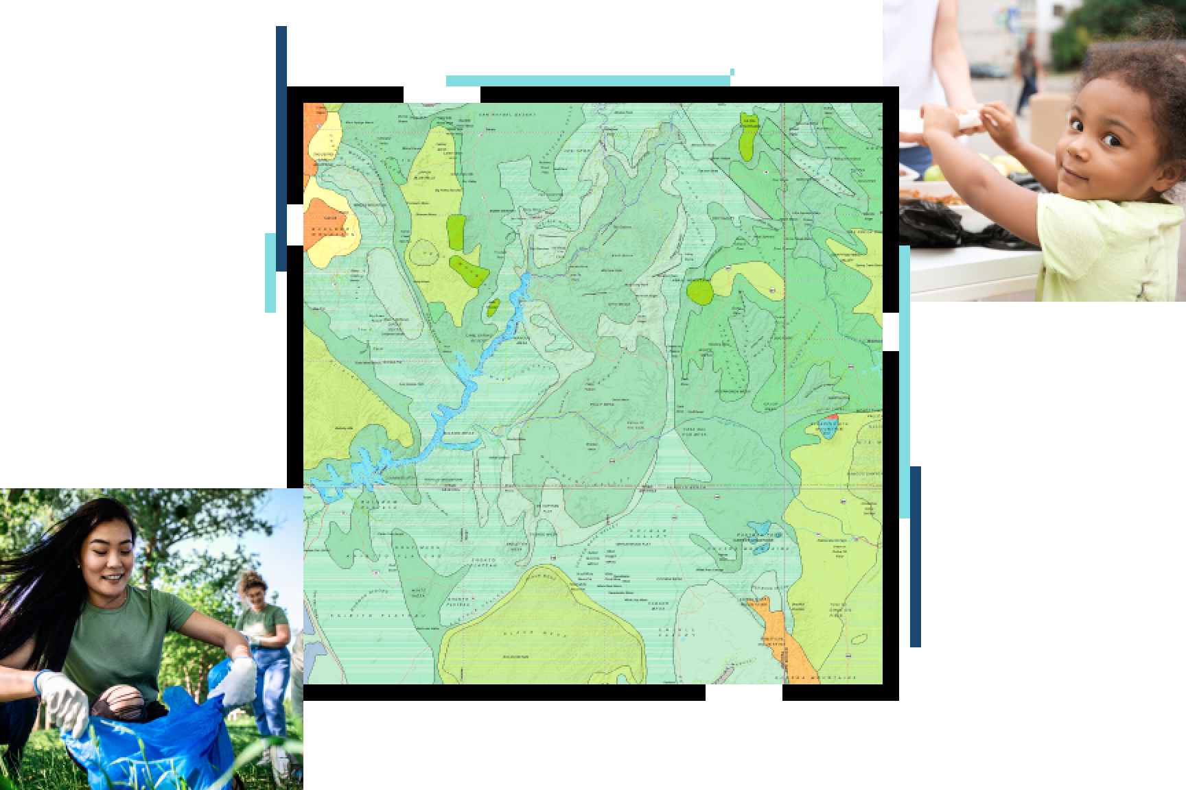 Person, die draußen für eine gemeinnützige Organisation arbeitet, Karte des Projektbereichs gemeinnütziger Organisationen, junges Kind